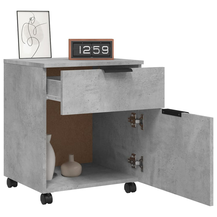 Fișet mobil cu roți, gri beton, 45x38x54 cm, lemn prelucrat - WALTI WALTI