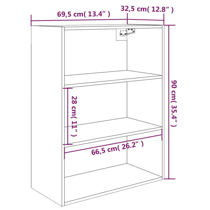 Dulap de perete suspendat, alb, 69,5x32,5x90 cm - WALTI WALTI