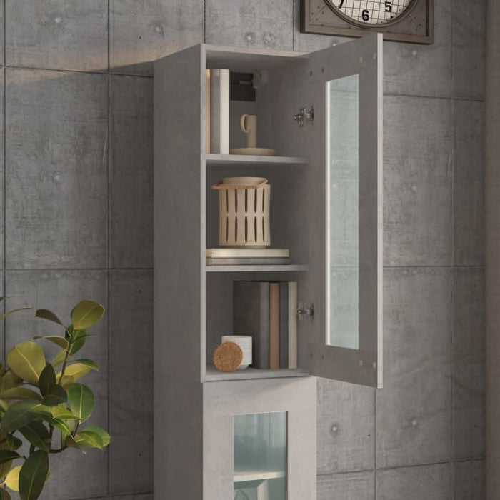 Dulap de perete suspendat, gri beton, 34,5x34x90 cm - WALTI WALTI