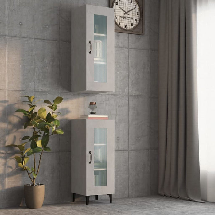 Dulap de perete suspendat, gri beton, 34,5x34x90 cm - WALTI WALTI