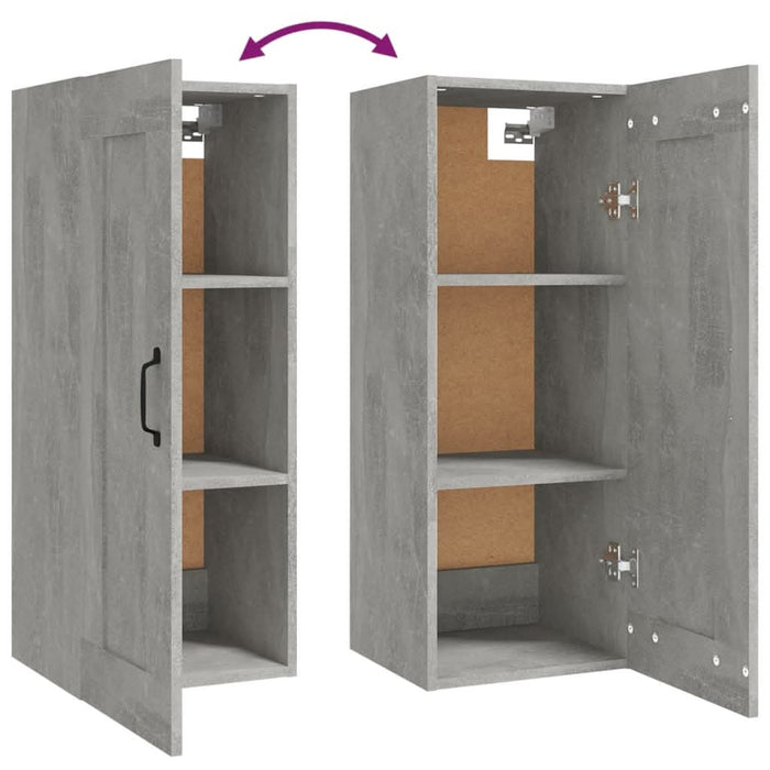 Dulap suspendat, gri beton, 35x34x90 cm, lemn prelucrat - WALTI WALTI