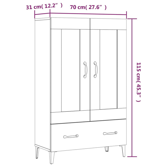 Dulap înalt, gri beton, 70x31x115 cm, lemn compozit - WALTI WALTI