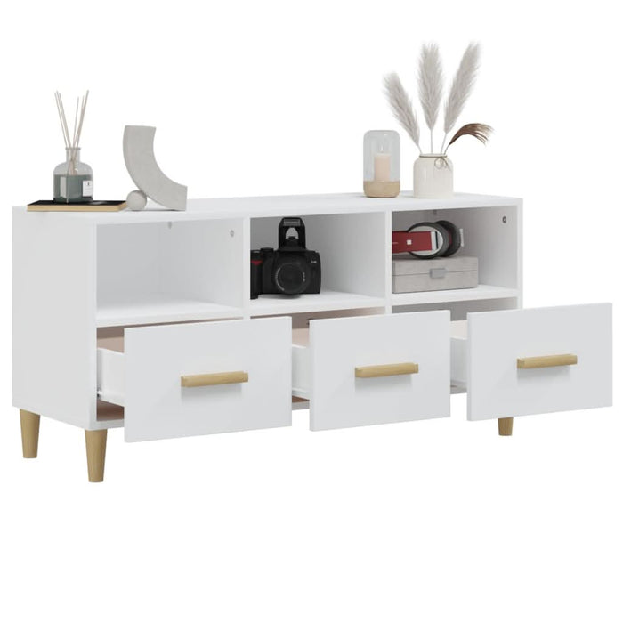 Comodă TV, alb, 102x36x50 cm, lemn compozit - WALTI WALTI
