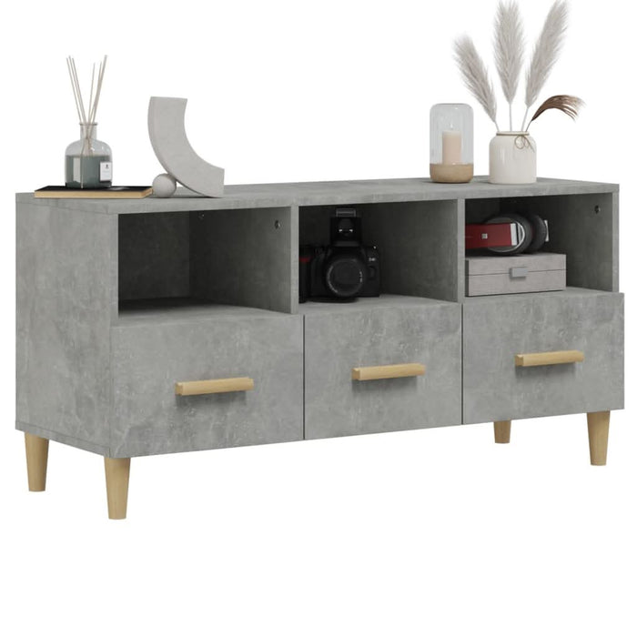 Dulap TV, gri beton, 102x36x50 cm, lemn prelucrat - WALTI WALTI