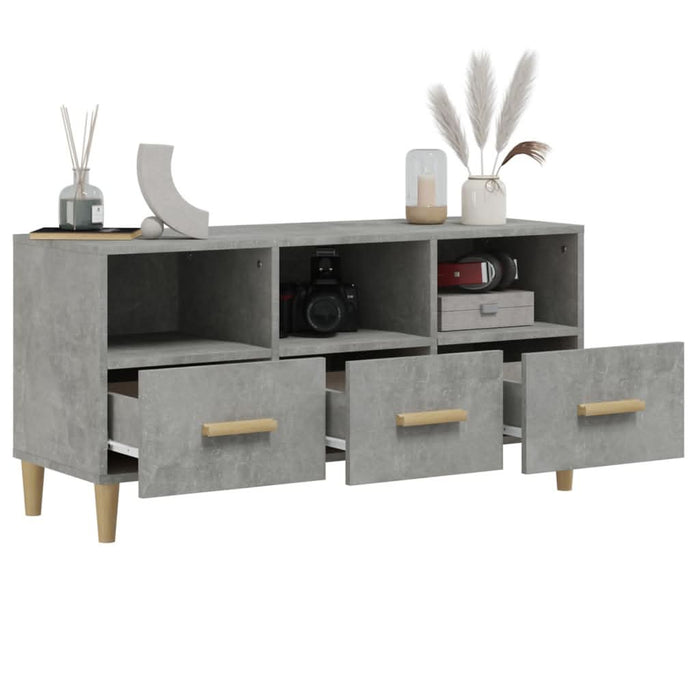 Dulap TV, gri beton, 102x36x50 cm, lemn prelucrat - WALTI WALTI
