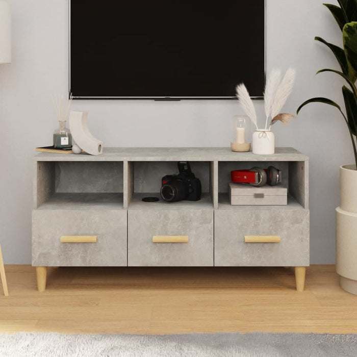 Dulap TV, gri beton, 102x36x50 cm, lemn prelucrat - WALTI WALTI