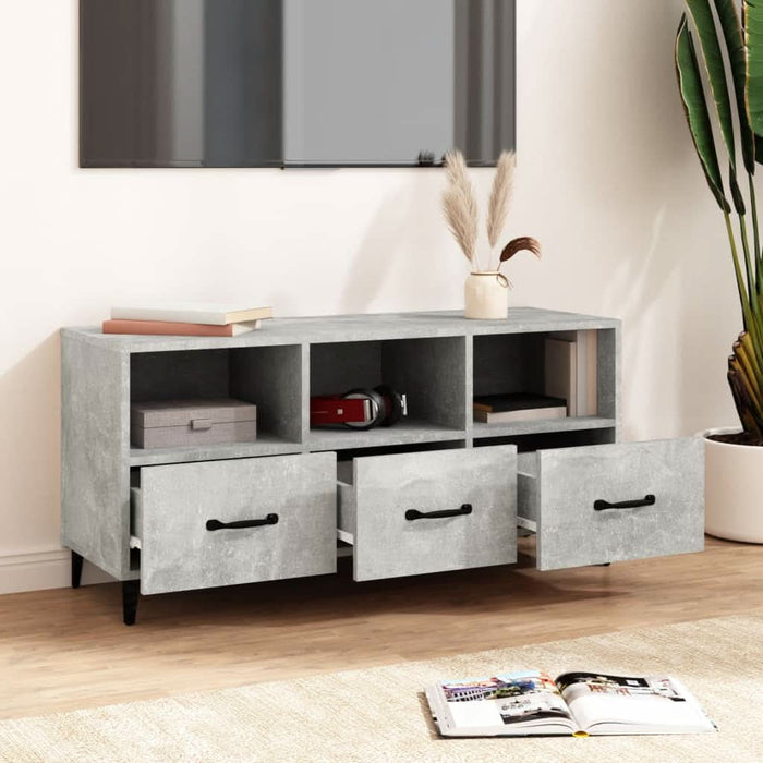Comodă TV, gri beton, 102x35x50 cm, lemn compozit - WALTI WALTI