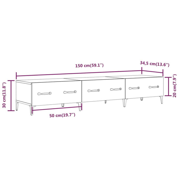 Comodă TV, gri beton, 150x34,5x30 cm, lemn prelucrat - WALTI WALTI