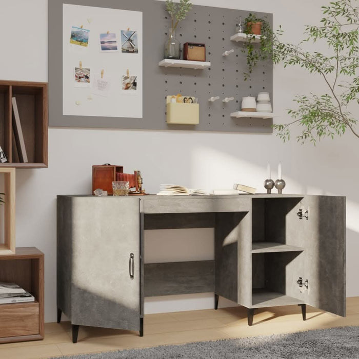Birou, gri beton, 140x50x75 cm, lemn compozit - WALTI WALTI