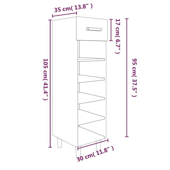 Pantofar, gri beton, 30x35x105 cm, lemn compozit - WALTI WALTI