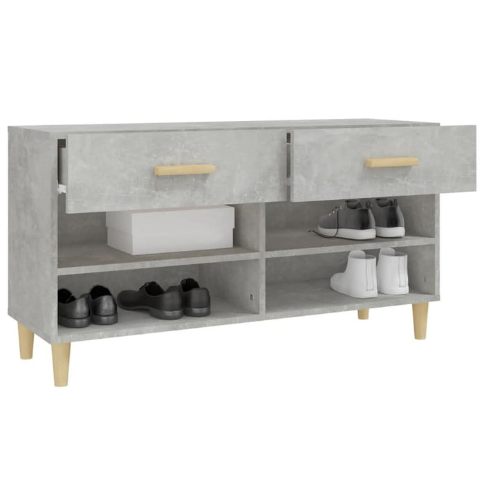 Banchetă pantofar, gri beton, 102x35x55 cm, lemn prelucrat - WALTI WALTI