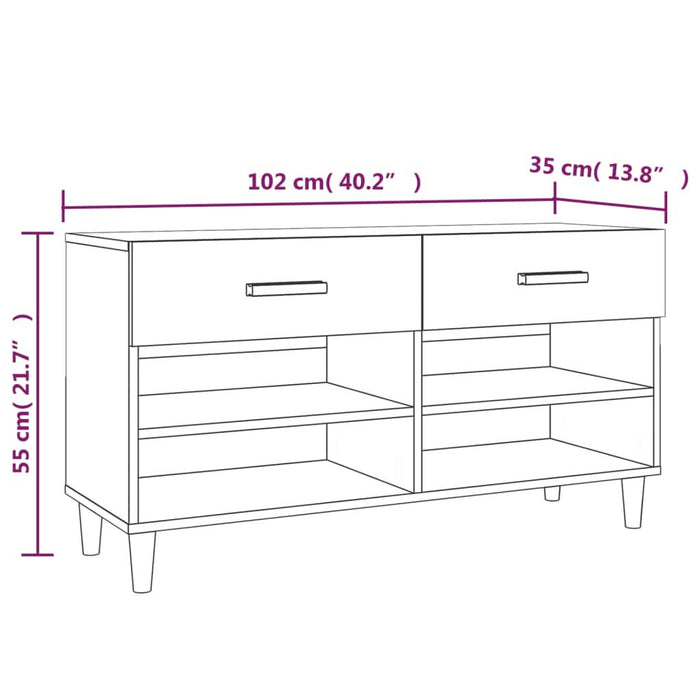 Banchetă pantofar, gri beton, 102x35x55 cm, lemn prelucrat - WALTI WALTI