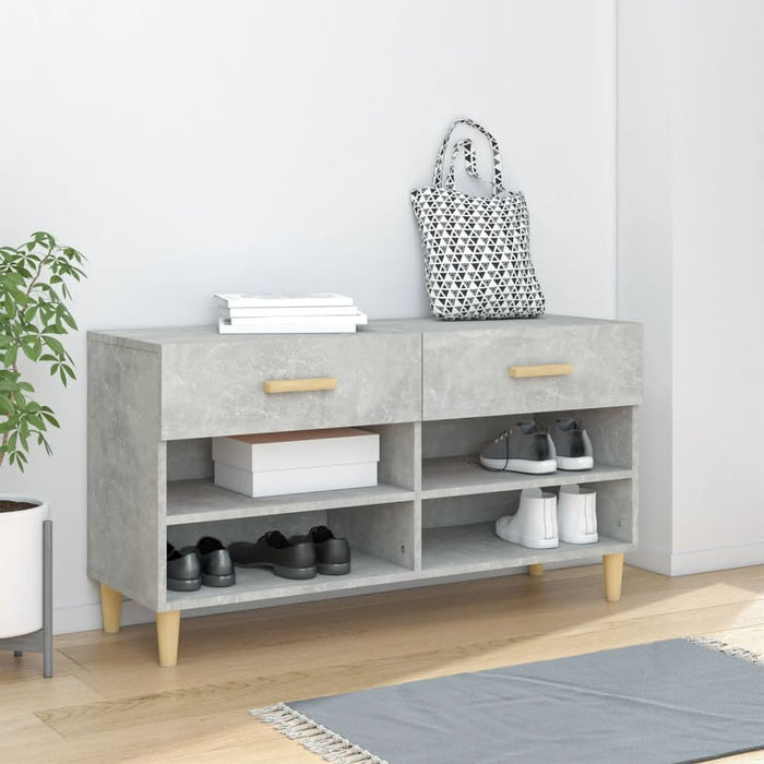 Banchetă pantofar, gri beton, 102x35x55 cm, lemn prelucrat - WALTI WALTI