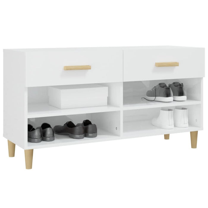 Pantofar, alb extralucios, 102x35x55 cm, lemn compozit - WALTI WALTI