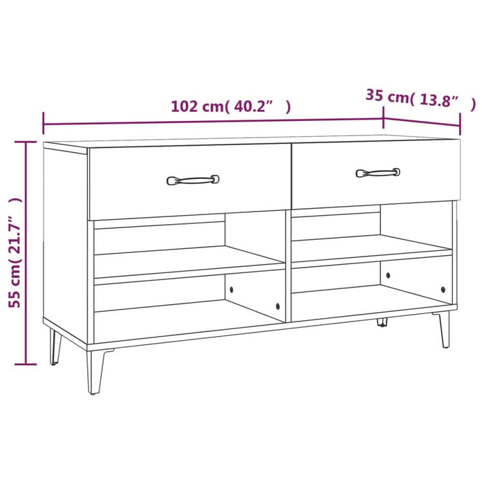 Pantofar, alb, 102x35x55 cm, lemn compozit - WALTI WALTI
