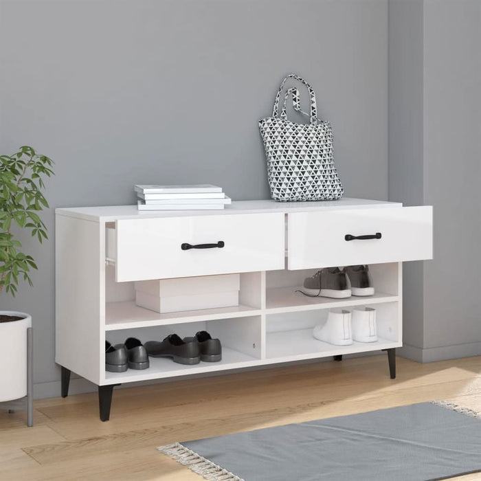 Pantofar, alb extralucios, 102x35x55 cm, lemn compozit - WALTI WALTI