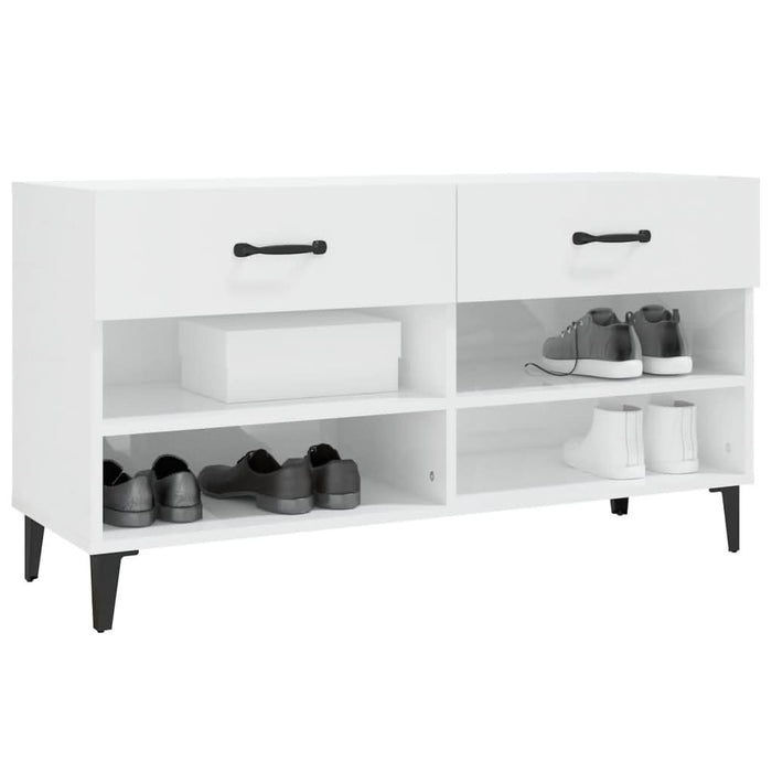 Pantofar, alb extralucios, 102x35x55 cm, lemn compozit - WALTI WALTI