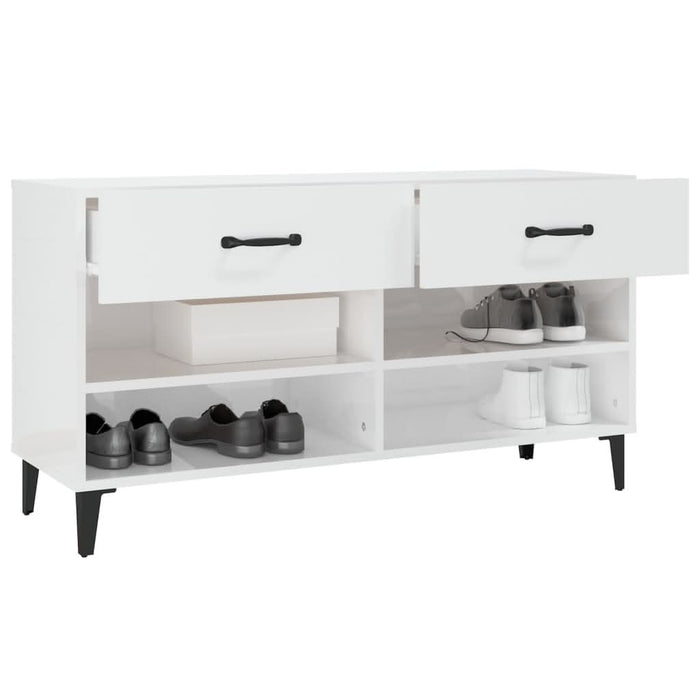 Pantofar, alb extralucios, 102x35x55 cm, lemn compozit - WALTI WALTI