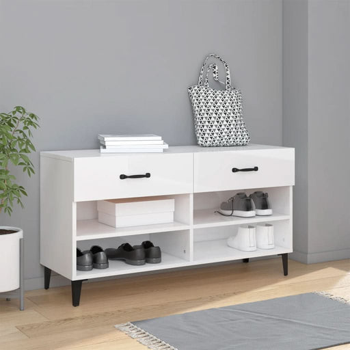 Pantofar, alb extralucios, 102x35x55 cm, lemn compozit - WALTI WALTI