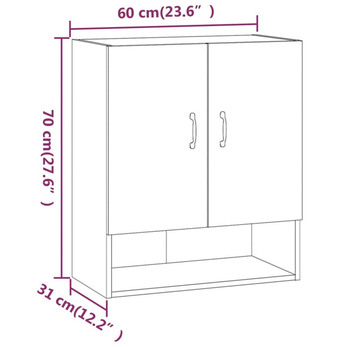 Dulap de perete, gri beton, 60x31x70 cm, lemn prelucrat - WALTI WALTI