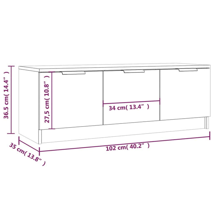 Comodă TV, gri sonoma, 102x35x36,5 cm, lemn prelucrat - WALTI WALTI