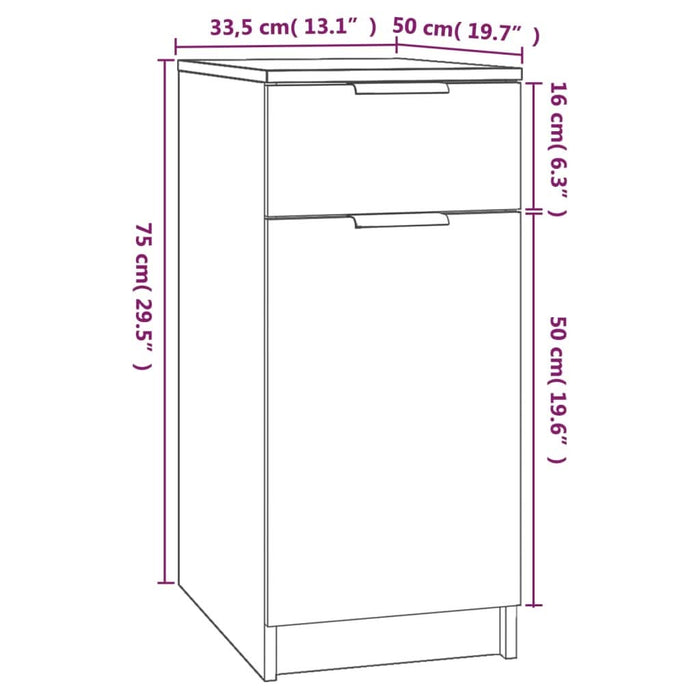 Dulap de birou, stejar fumuriu, 33,5x50x75 cm, lemn prelucrat - WALTI WALTI