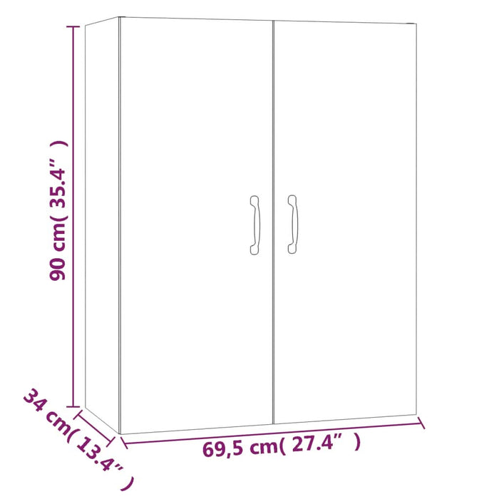 Dulap suspendat, stejar fumuriu, 69,5x34x90 cm, lemn prelucrat - WALTI WALTI
