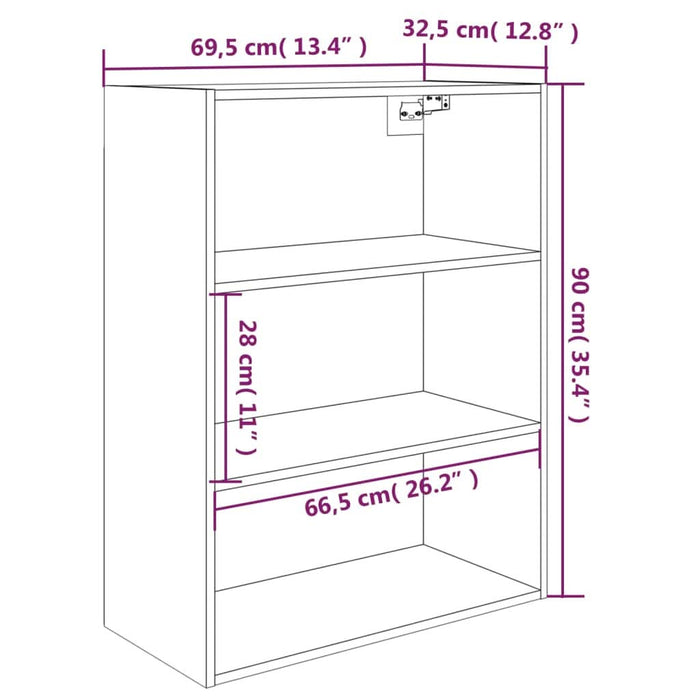 Dulap de perete suspendat, gri sonoma, 69,5x32,5x90 cm - WALTI WALTI