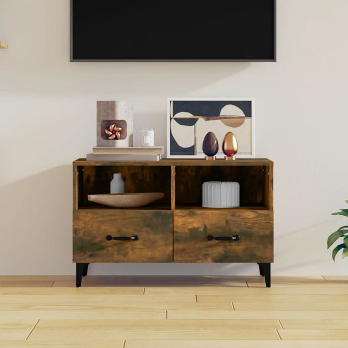 Comodă TV, stejar fumuriu, 80x36x50 cm, lemn prelucrat - WALTI WALTI