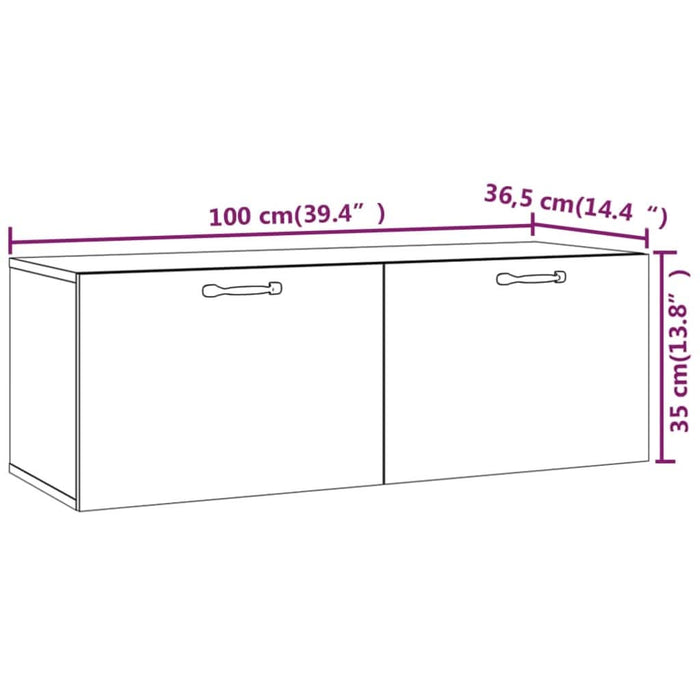 Dulap de perete, stejar fumuriu, 100x36,5x35 cm, lemn prelucrat - WALTI WALTI