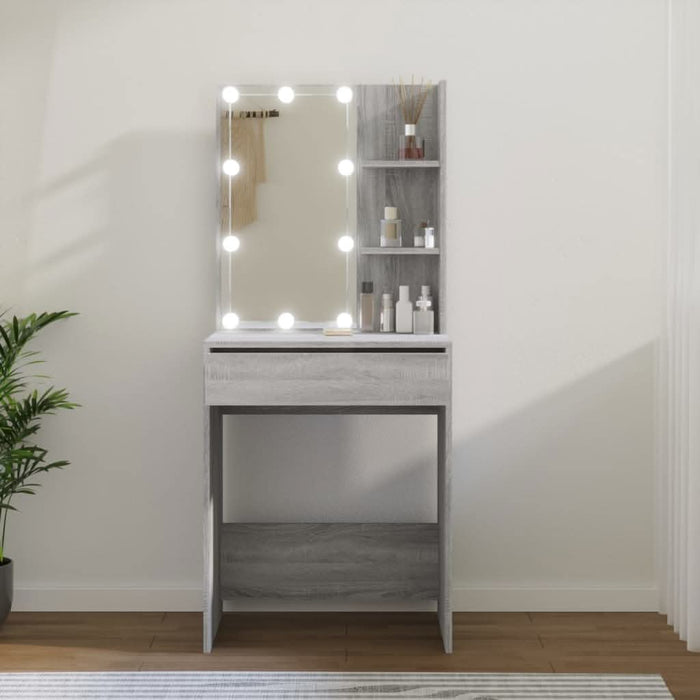 Masă de toaletă cu LED, gri sonoma, 60x40x140 cm - WALTI WALTI