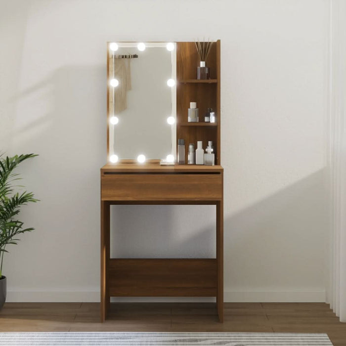 Masă de toaletă cu LED, stejar maro, 60x40x140 cm - WALTI WALTI