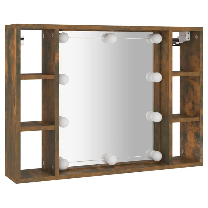 Dulap cu oglindă și LED, stejar fumuriu, 76x15x55 cm - WALTI WALTI