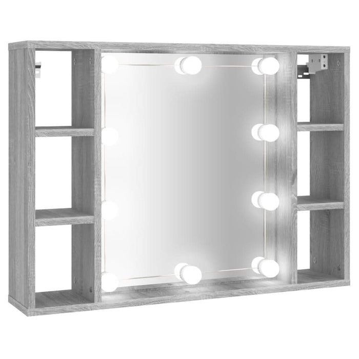 Dulap cu oglindă și LED, gri sonoma, 76x15x55 cm - WALTI WALTI