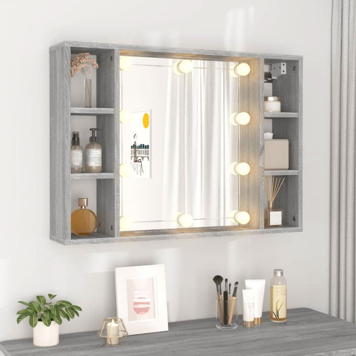 Dulap cu oglindă și LED, gri sonoma, 76x15x55 cm - WALTI WALTI