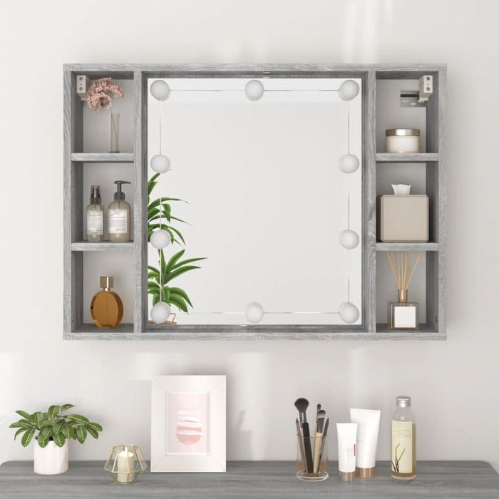 Dulap cu oglindă și LED, gri sonoma, 76x15x55 cm - WALTI WALTI