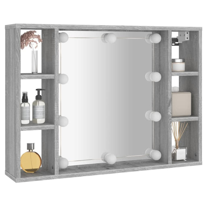 Dulap cu oglindă și LED, gri sonoma, 76x15x55 cm - WALTI WALTI