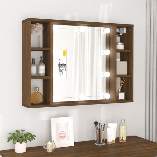 Dulap cu oglindă și LED, stejar maro, 76x15x55 cm - WALTI WALTI