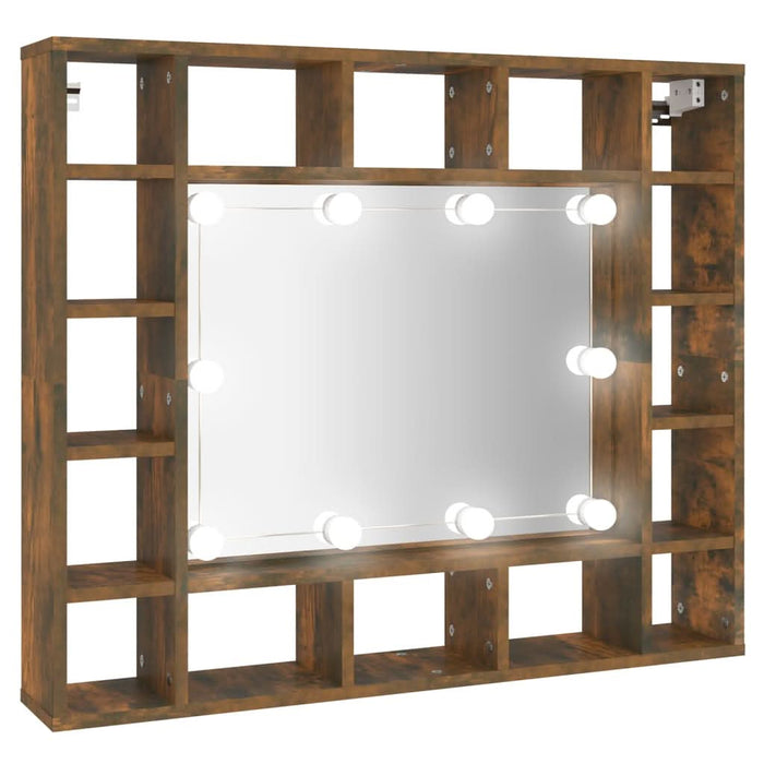 Dulap cu oglindă și LED, stejar fumuriu, 91x15x76,5 cm - WALTI WALTI