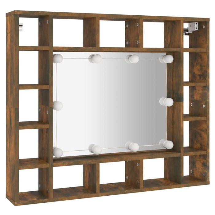 Dulap cu oglindă și LED, stejar fumuriu, 91x15x76,5 cm - WALTI WALTI