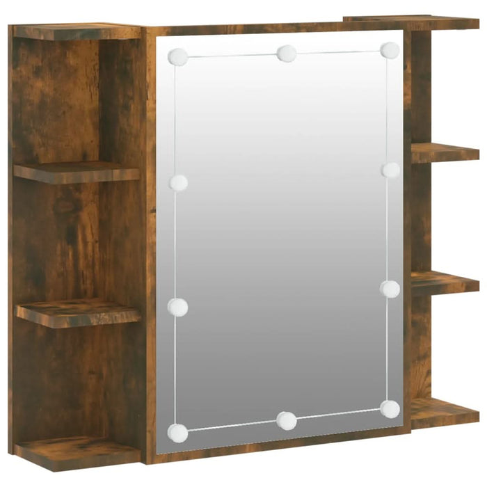 Dulap cu oglindă și LED, stejar fumuriu, 70x16,5x60 cm - WALTI WALTI