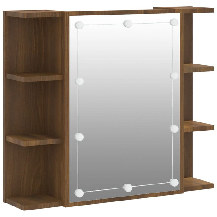 Dulap cu oglindă și LED, stejar maro, 70x16,5x60 cm - WALTI WALTI