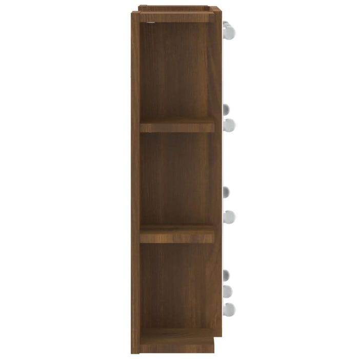 Dulap cu oglindă și LED, stejar maro, 70x16,5x60 cm - WALTI WALTI