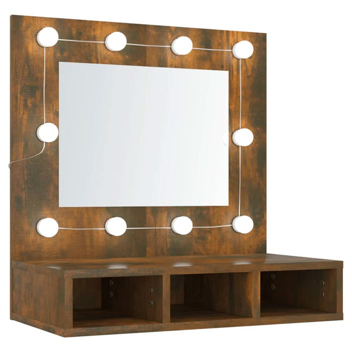 Dulap cu oglindă și LED, stejar fumuriu, 60x31,5x62 cm - WALTI WALTI