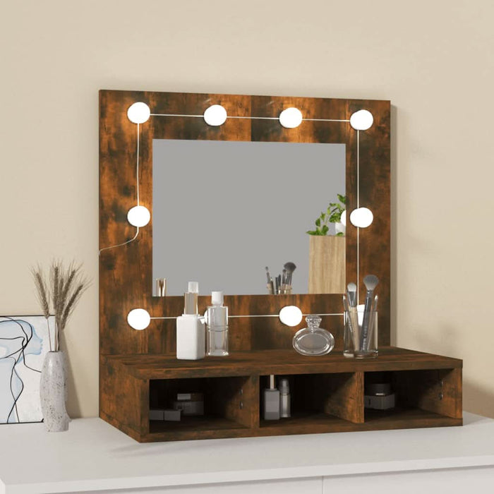 Dulap cu oglindă și LED, stejar fumuriu, 60x31,5x62 cm - WALTI WALTI