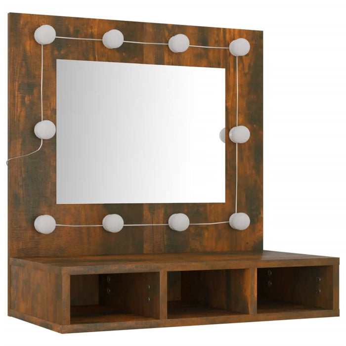 Dulap cu oglindă și LED, stejar fumuriu, 60x31,5x62 cm - WALTI WALTI