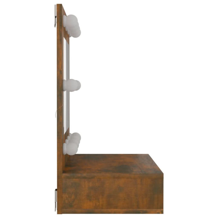Dulap cu oglindă și LED, stejar fumuriu, 60x31,5x62 cm - WALTI WALTI