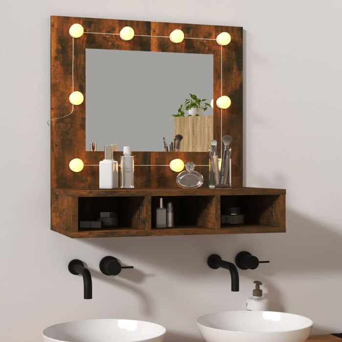 Dulap cu oglindă și LED, stejar fumuriu, 60x31,5x62 cm - WALTI WALTI