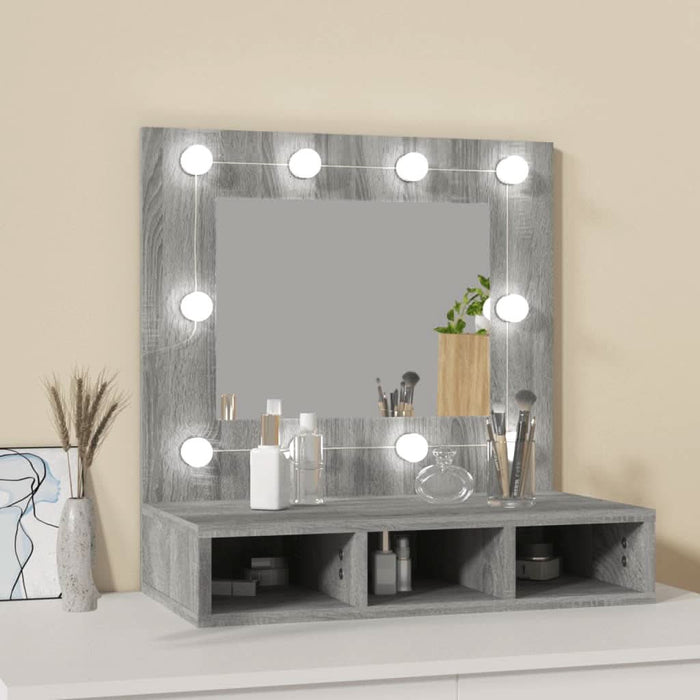 Dulap cu oglindă și LED, gri sonoma, 60x31,5x62 cm - WALTI WALTI