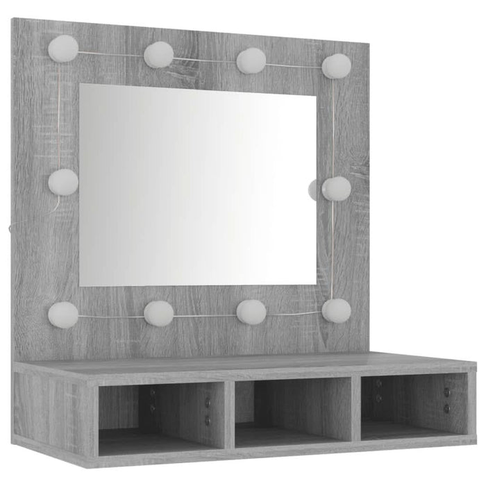 Dulap cu oglindă și LED, gri sonoma, 60x31,5x62 cm - WALTI WALTI
